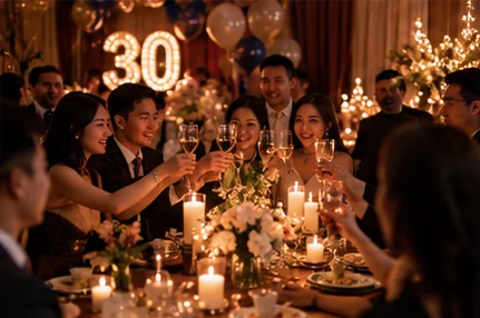 Hình minh họa cho phương án tiệc sinh nhật tuổi 40 – phương án décor và điều phối
